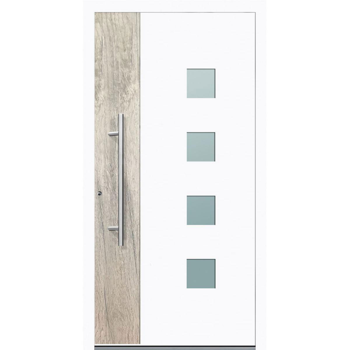 Aluminium Sicherheits-Haustür Messina Exklusiv 75 mm weiß 100 x 210 cm Anschlag links inkl Griffset