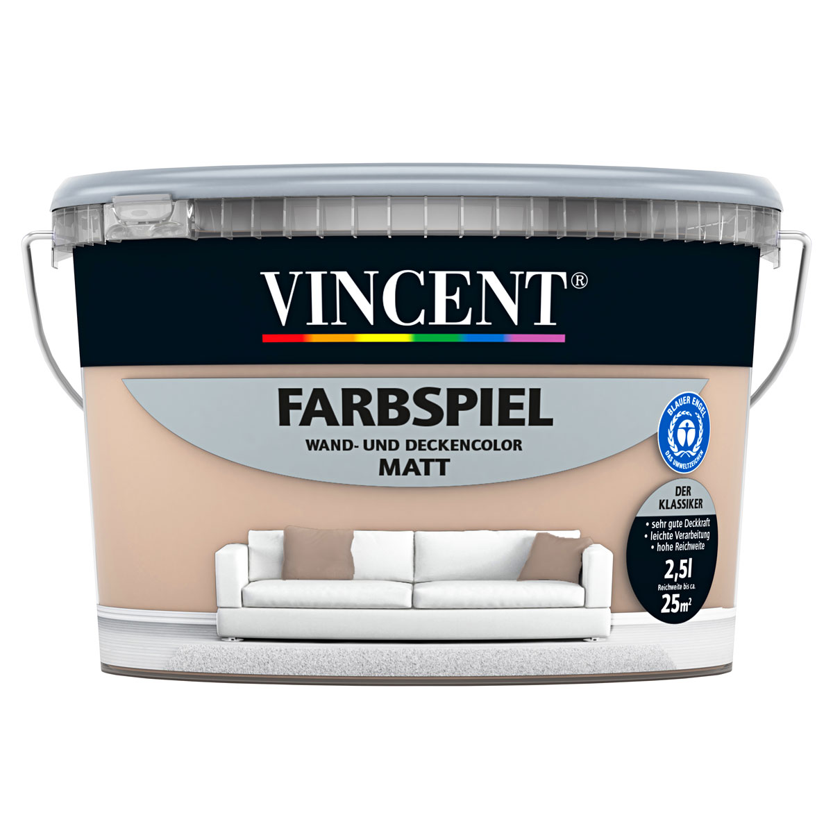 Vincent Farbspiel Kiesel matt 2,5 L