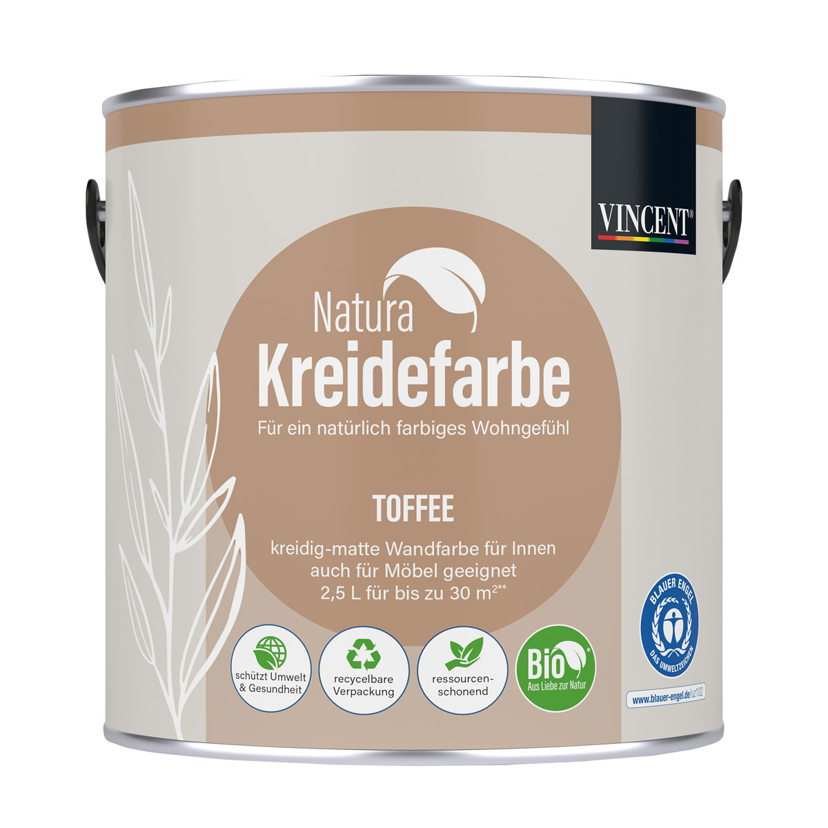 Vincent  Natura Kreidefarbe Toffee matt 2,5 L