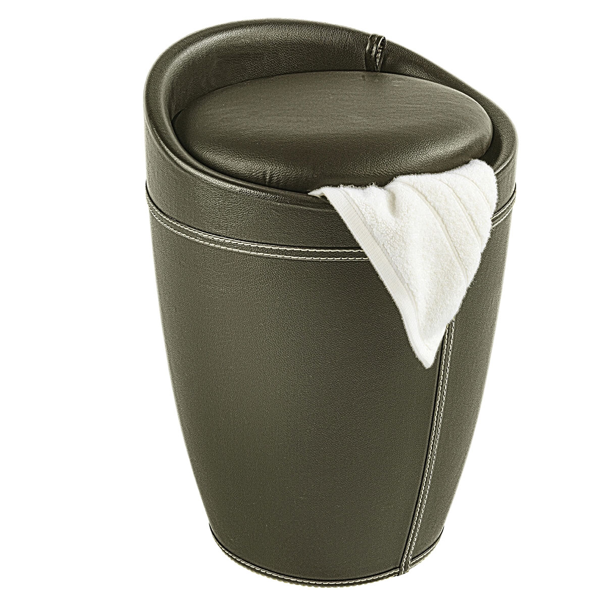 Wenko  Hocker Candy Braun in Lederoptik mit Wäschesack Badhocker mit abnehmbarem Wäschesammler Bild 1