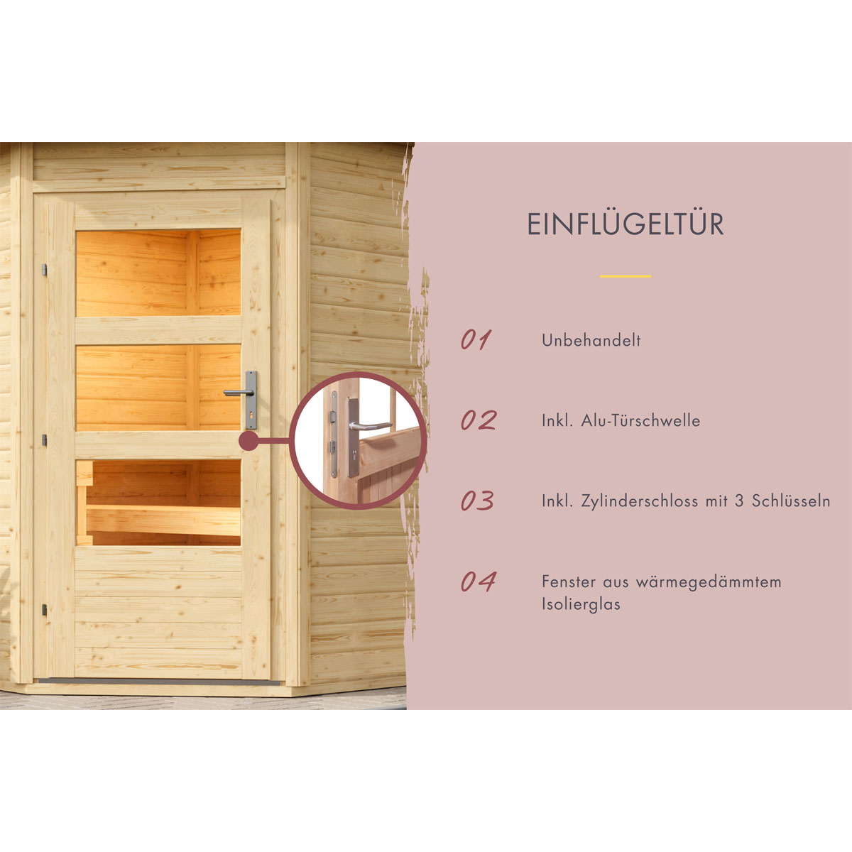 Karibu Saunahaus Mikka 38 mm 9 kW Bio Ofen externe Strg moderne Tür Bild 5