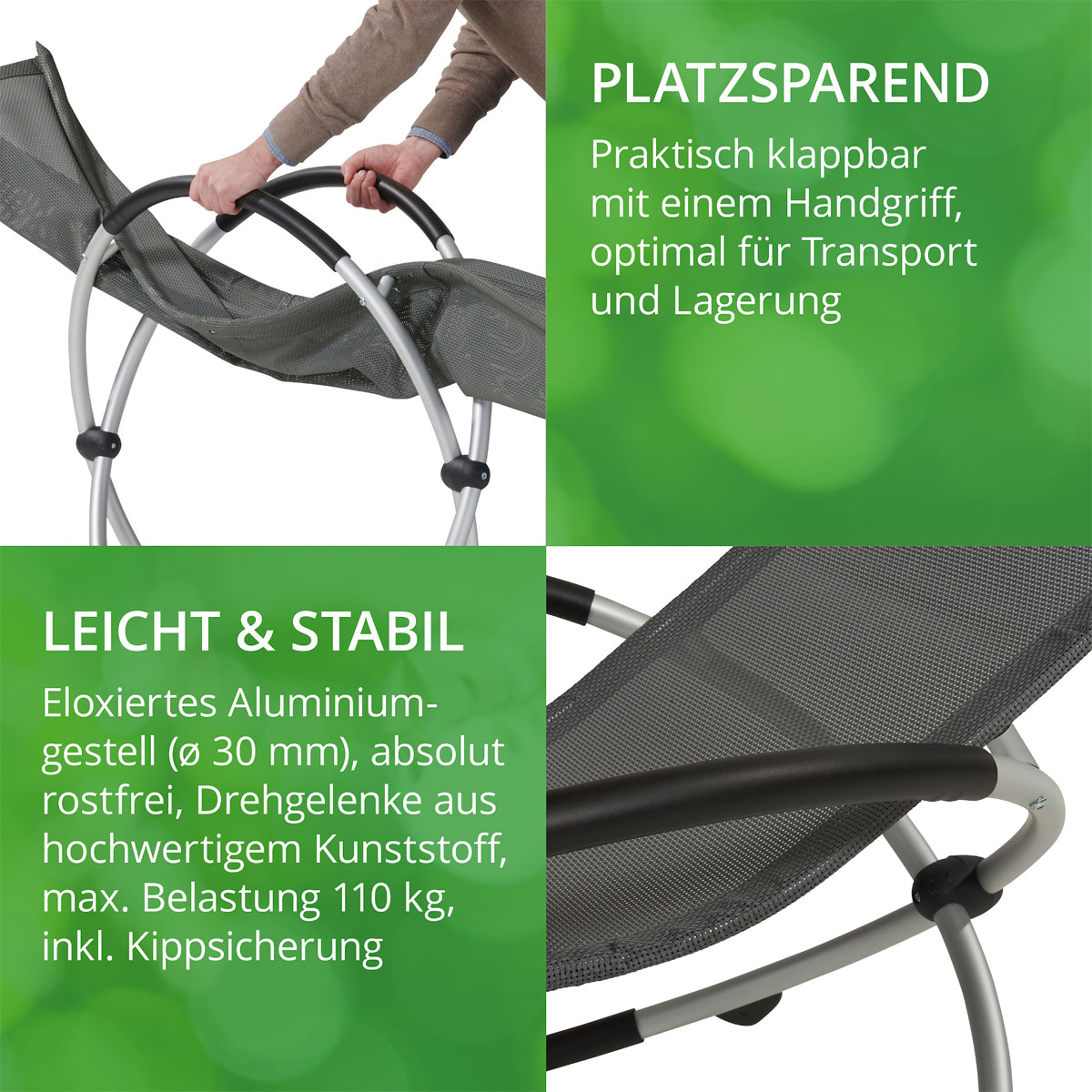 Leco Schaukelstuhl Schaukelliege anthrazit inkl. Kopfkissen Bild 4