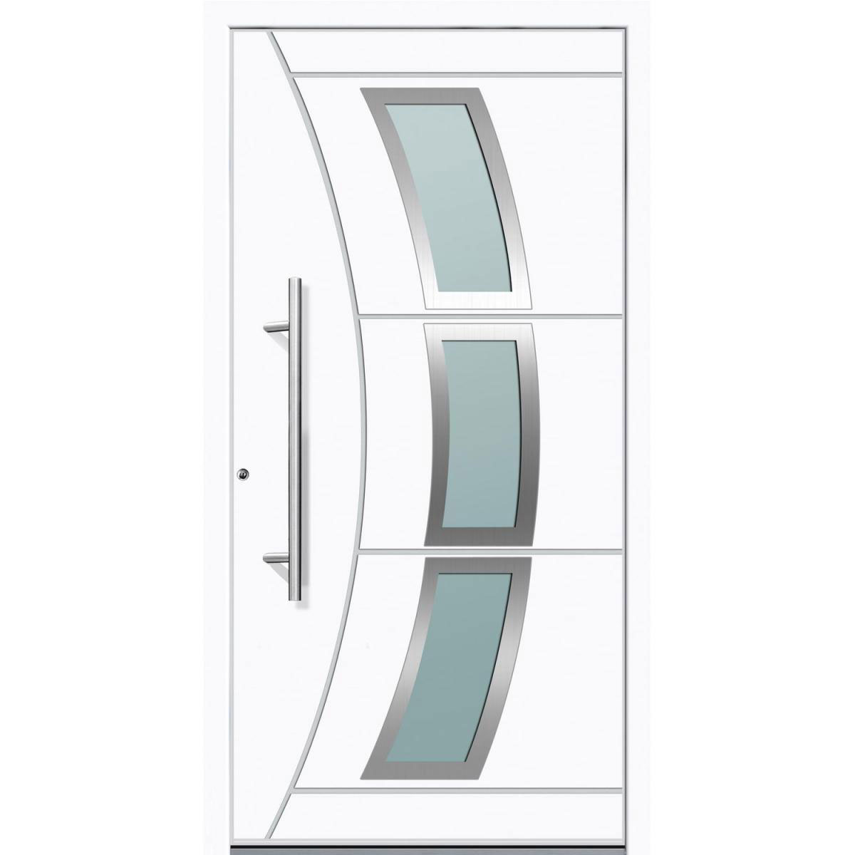 Aluminium Sicherheits-Haustür Venedig Superior 60 mm weiß 100 x 210 cm Anschlag links inkl Griffset