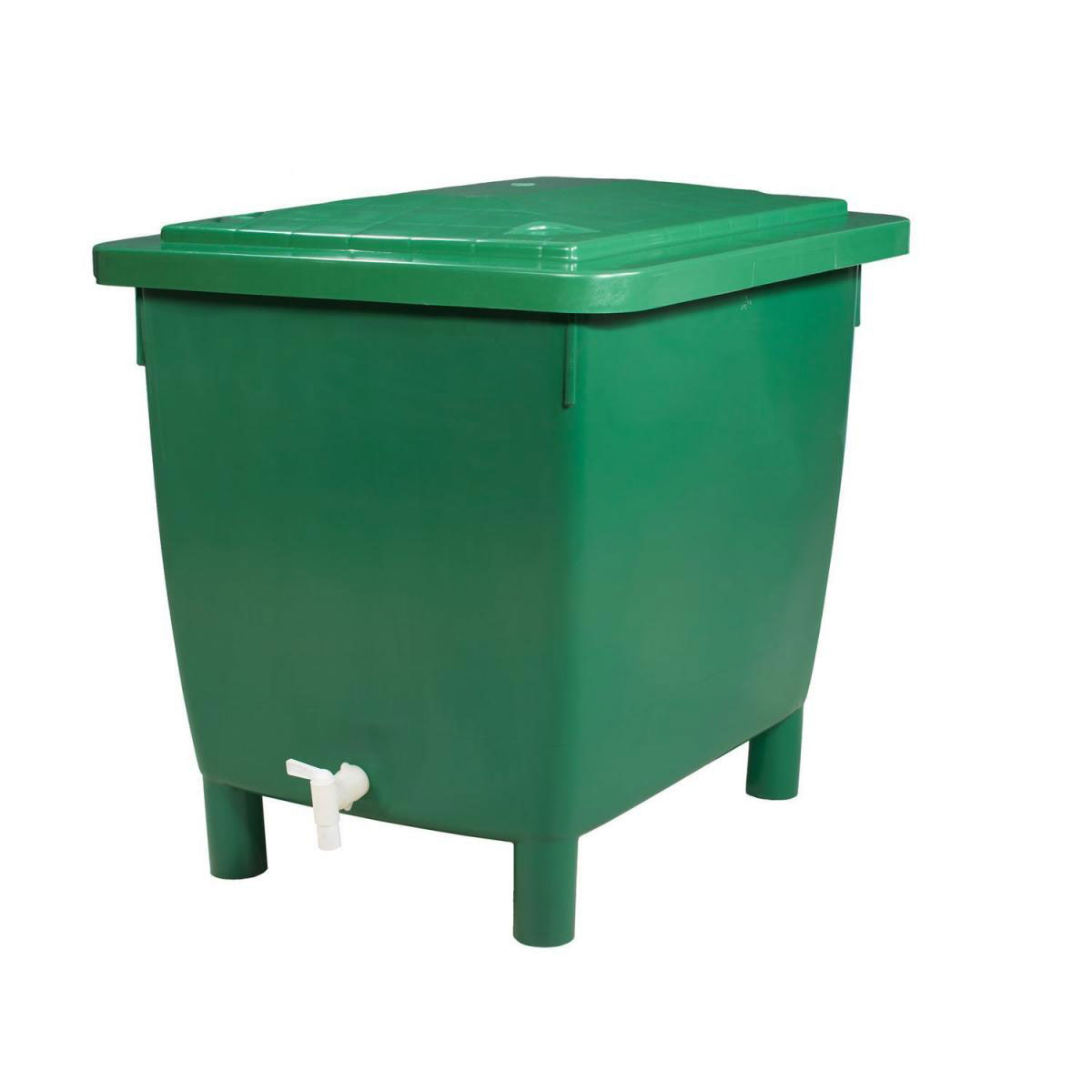 Garantia Regentonne eckig 400 L grün inkl Deckel und Auslaufhahn Bild 1