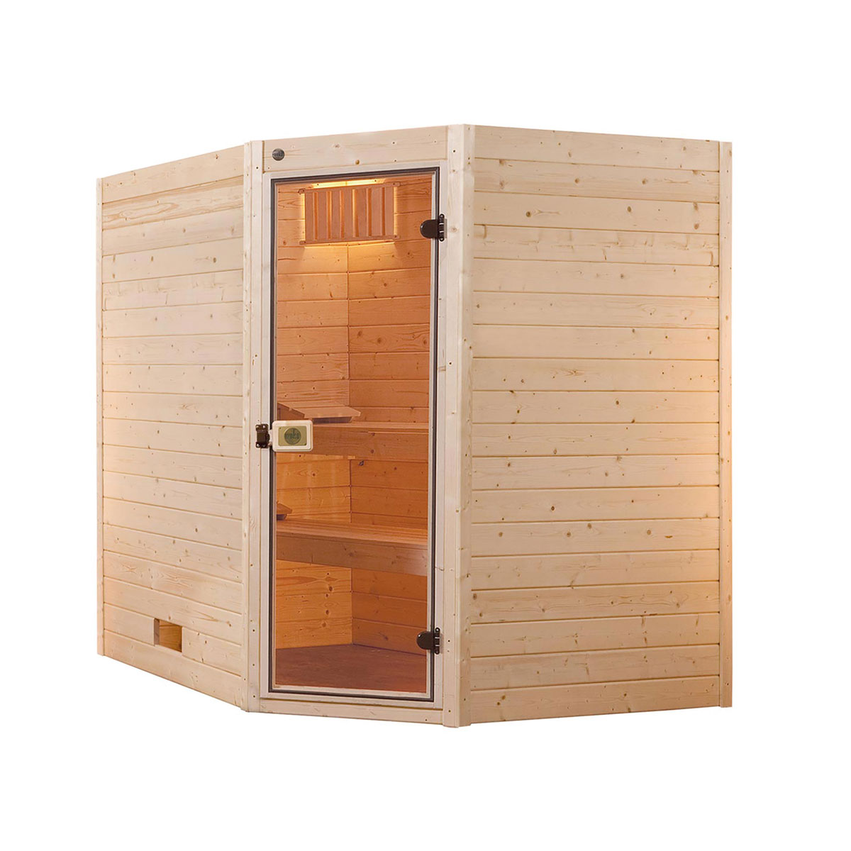 Weka  Massivholz-Sauna Valida Größe 2 Sparset 7,5 kW OS Glastuer und Fenster
