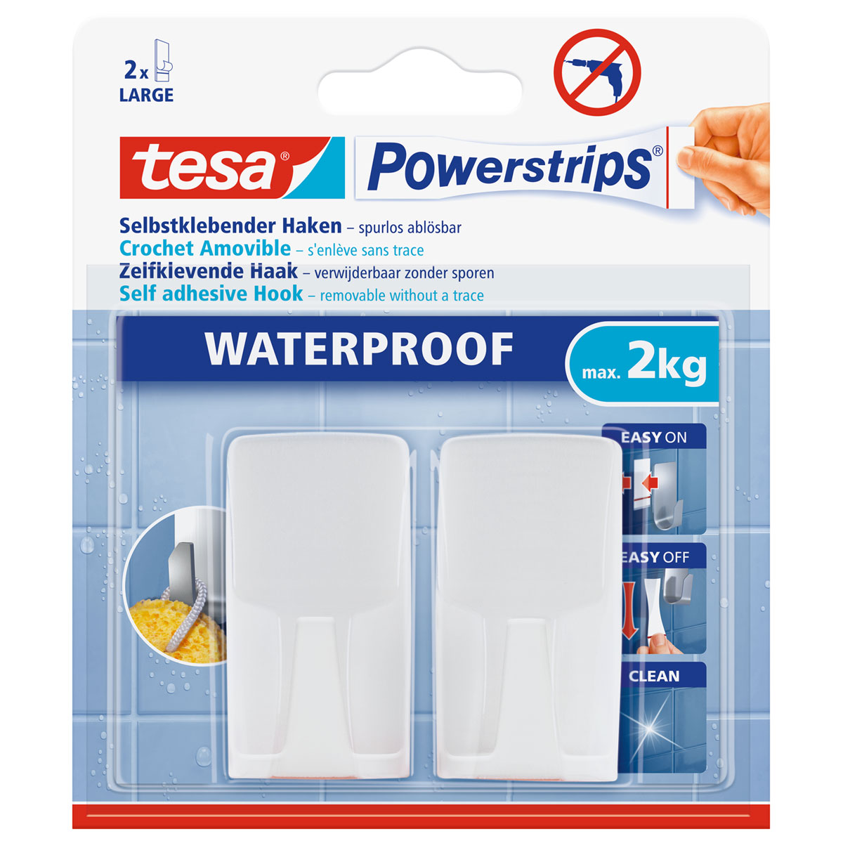 Tesa Powerstrips Waterproof Haken weiß 2 Haken