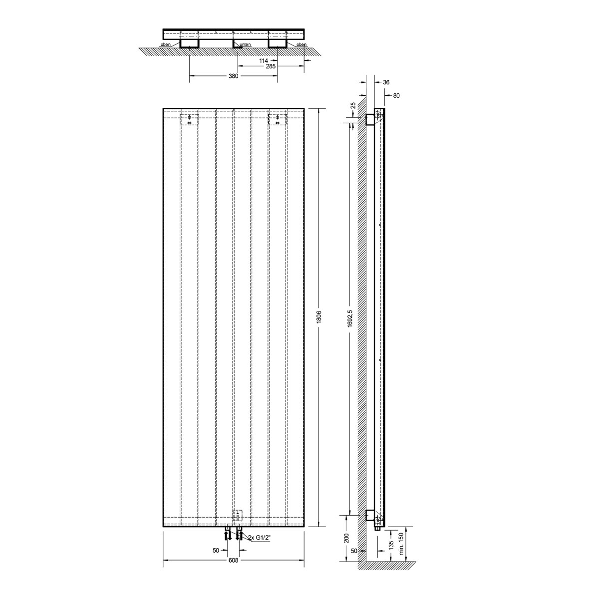 Schulte ExpressPlus DHK New York mit Spiegel alpinweiss 1806 x 608 x 80 mm 931 Watt Bild 4