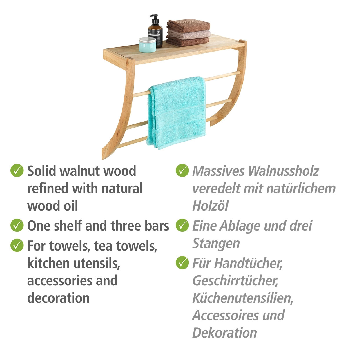 Wenko  Wandregal Norway Walnussholz Badezimmerregal Wohnregal Bild 3
