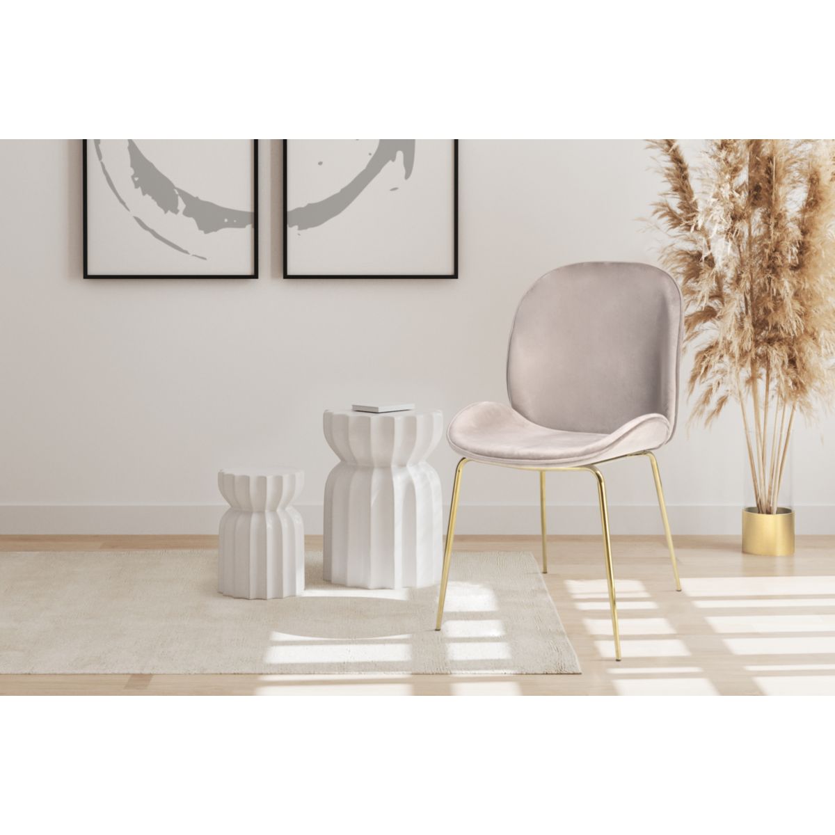 Stuhl Charlize 110 2er-Set Beige / Messing Bild 5