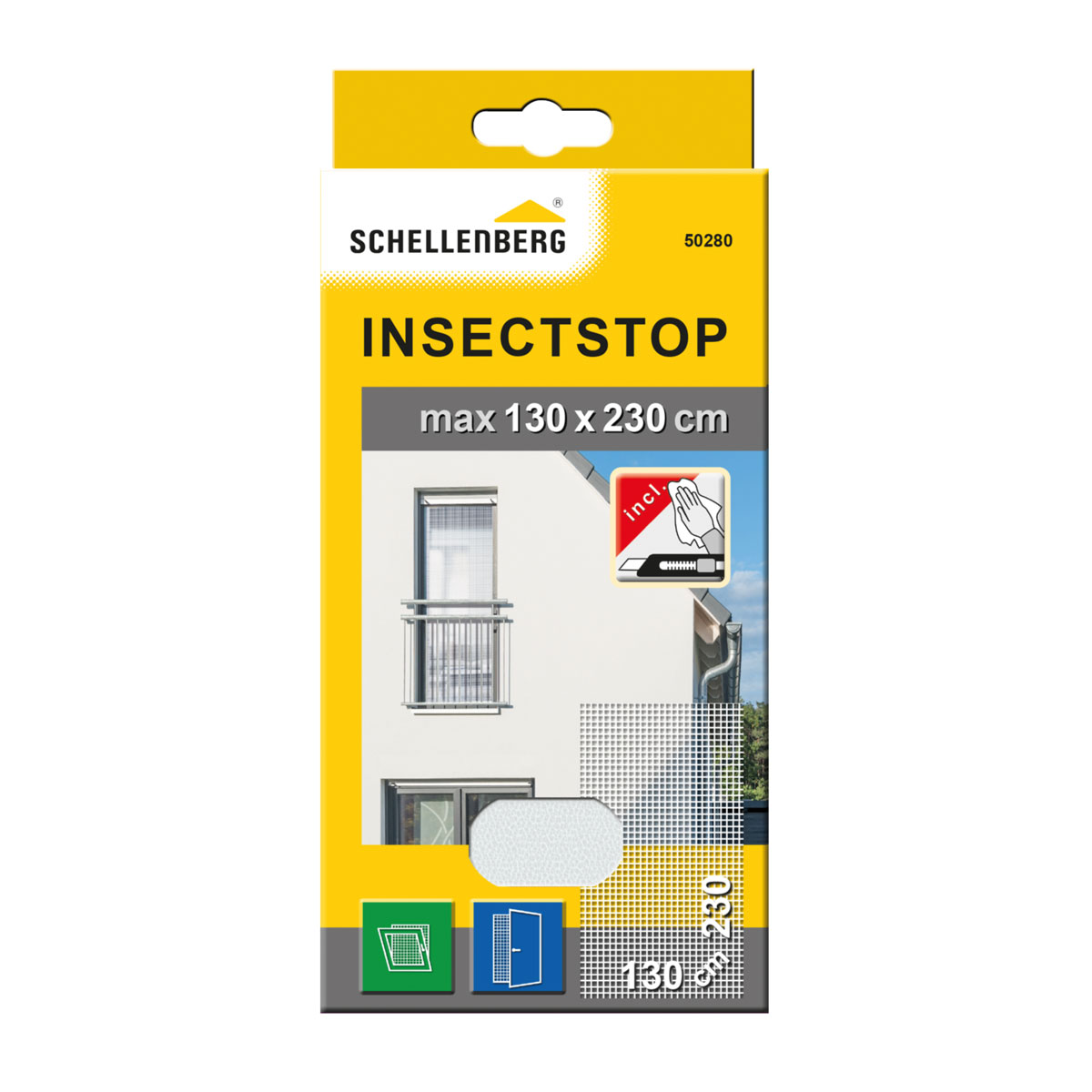 Schellenberg Insektenschutz füt bodentiefe Fenster 130 x 230 cm weiß