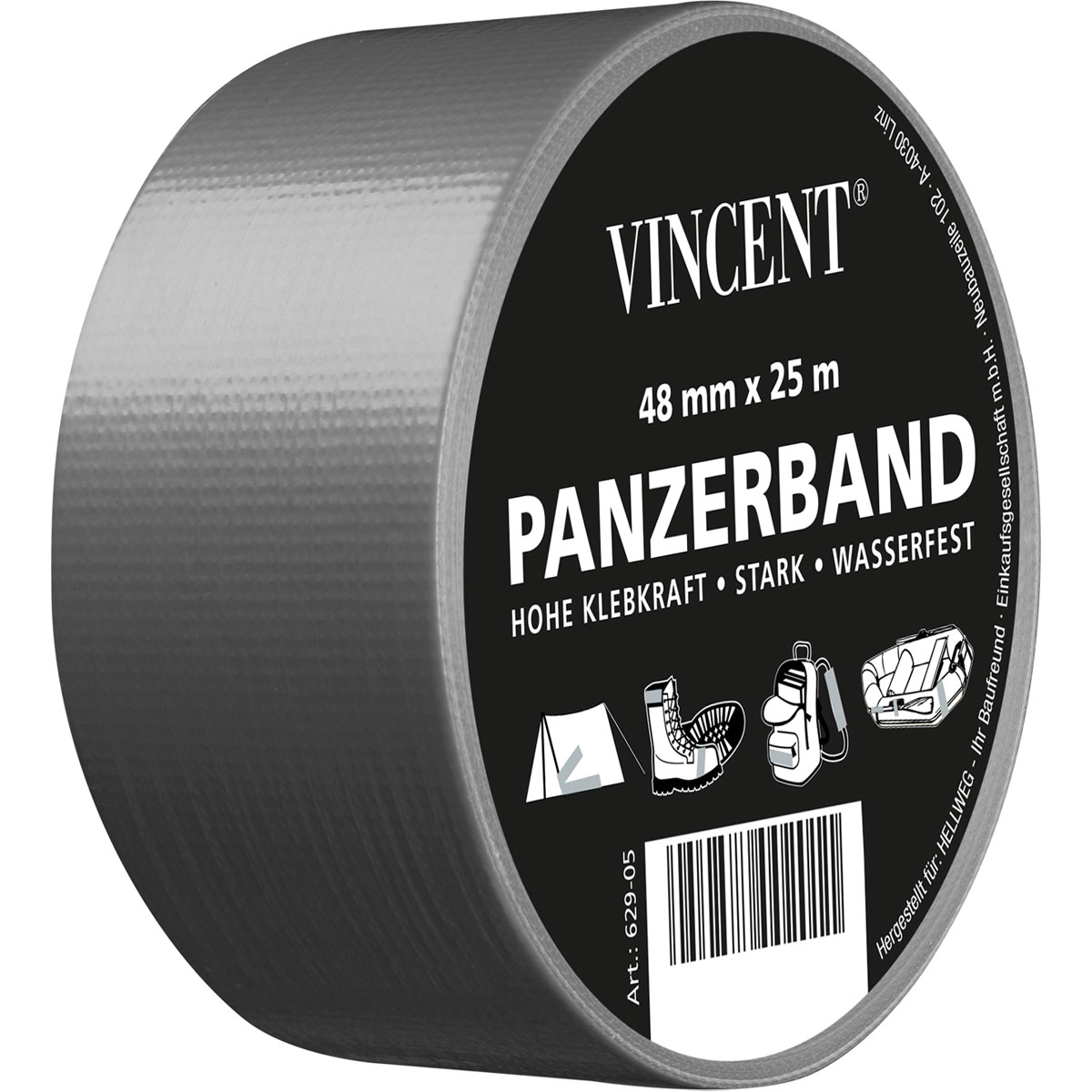 Vincent Gewebeband Panzerband 25 m x 48 mm