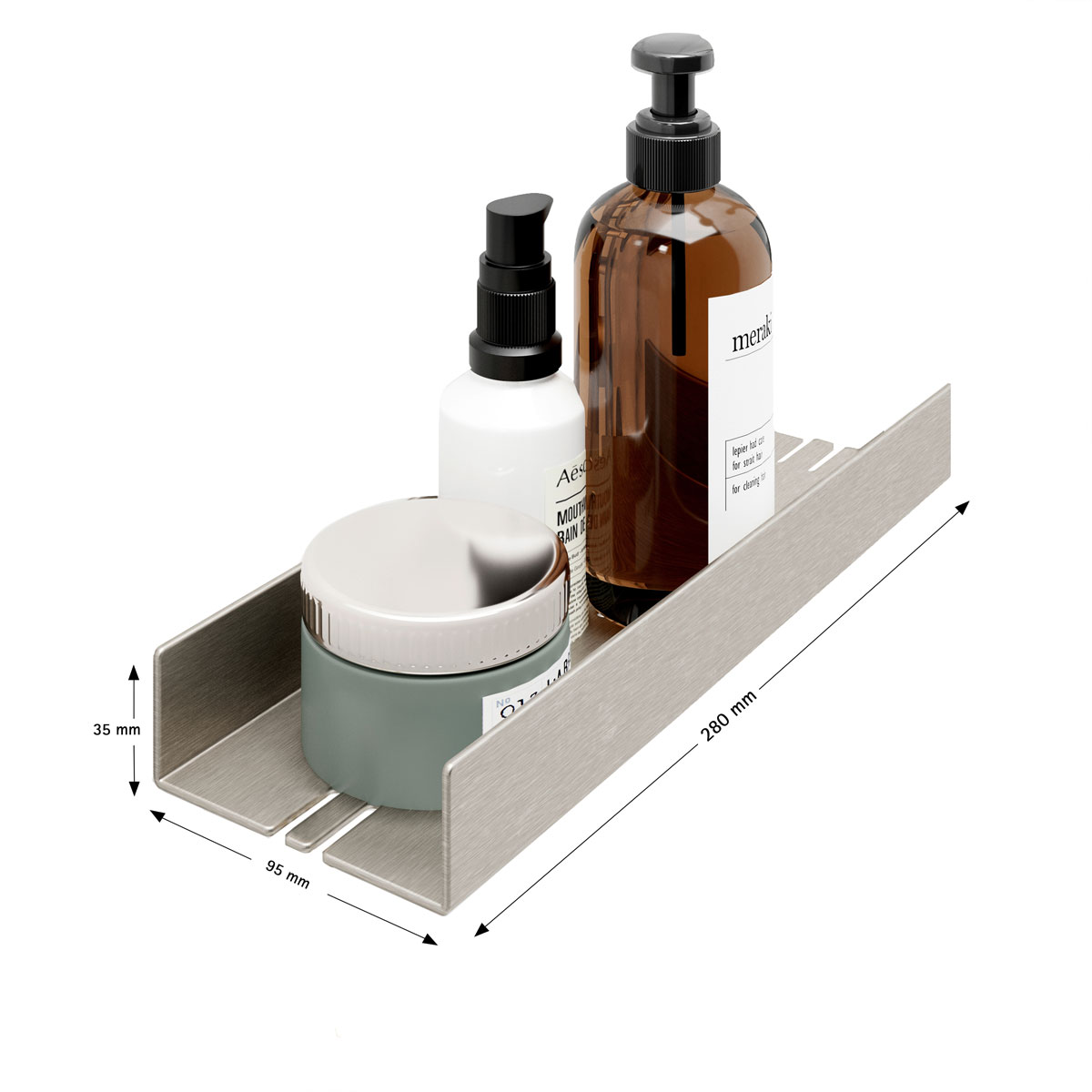 Duschablage zum Kleben Gr.SEdelstahloptik, 35x280x95mm
