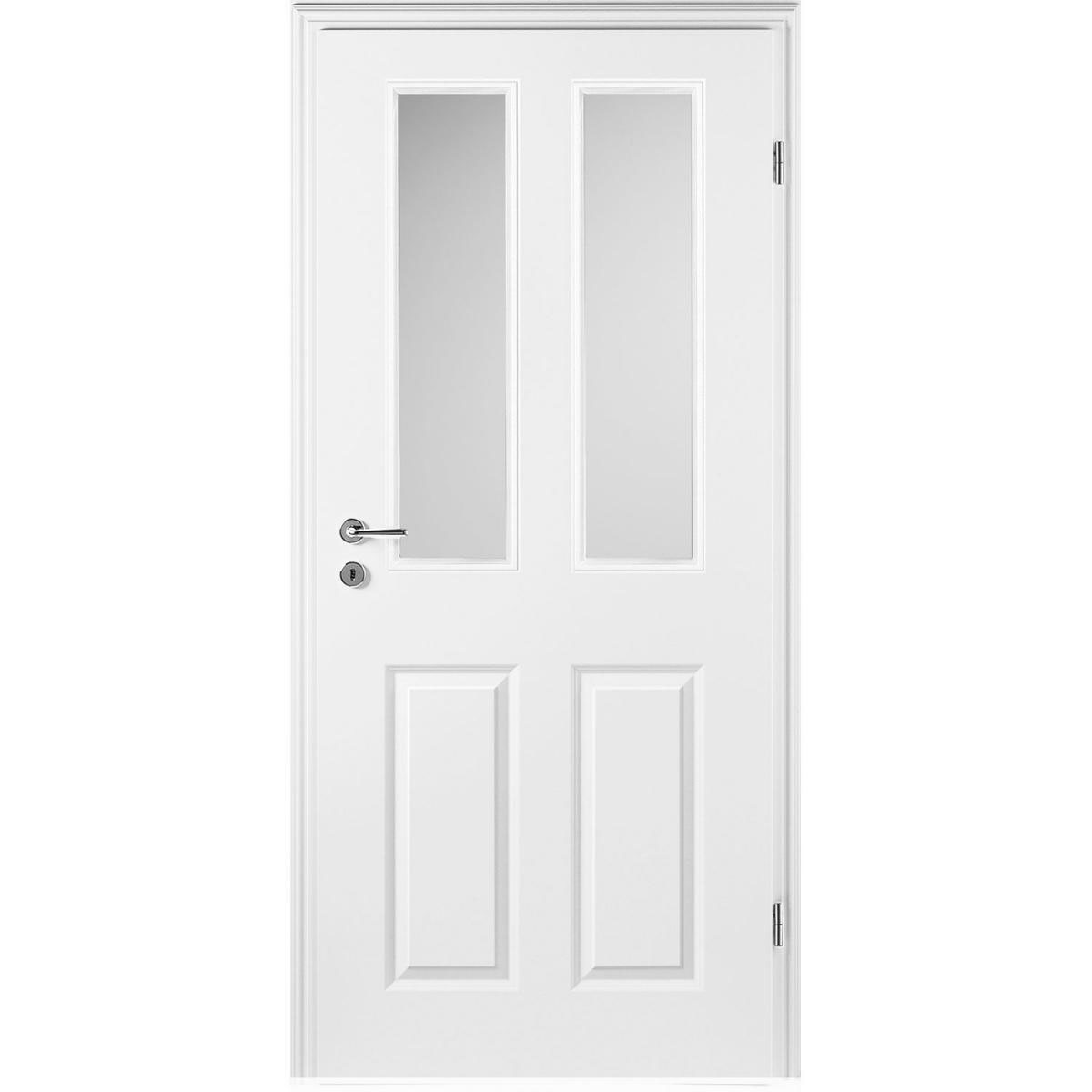 Borne Zimmertür Klassik Weißlack mit Lichtausschnitt 73,5 x 198,5 cm DIN rechts