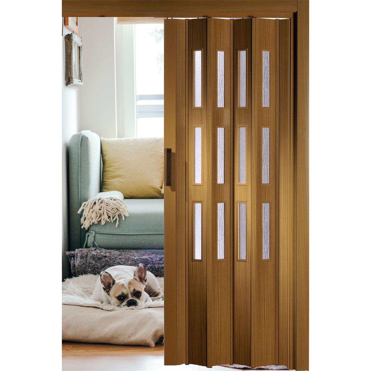 FORTE Kunststoff-Falttür Luciana B 88,5 x H 202 cm Buche 3 Fenster Bild 2