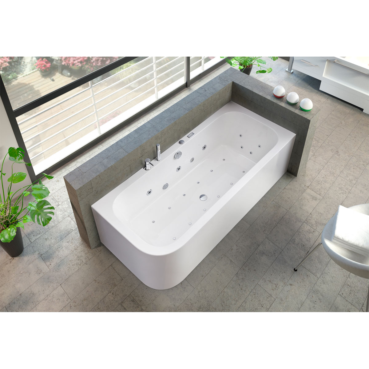 Ottofond Whirlpool-Komplettset Spirit links 180 x 80 cm weiß inklusive Wannenrandarmatur S2000 Bild 2
