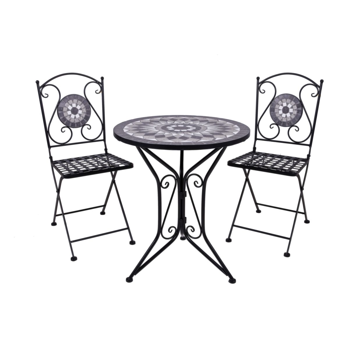 Garden Pleasure Balkonset JALUA, 3.tlg. Steingut/Keramik Mosaik, Stahl.