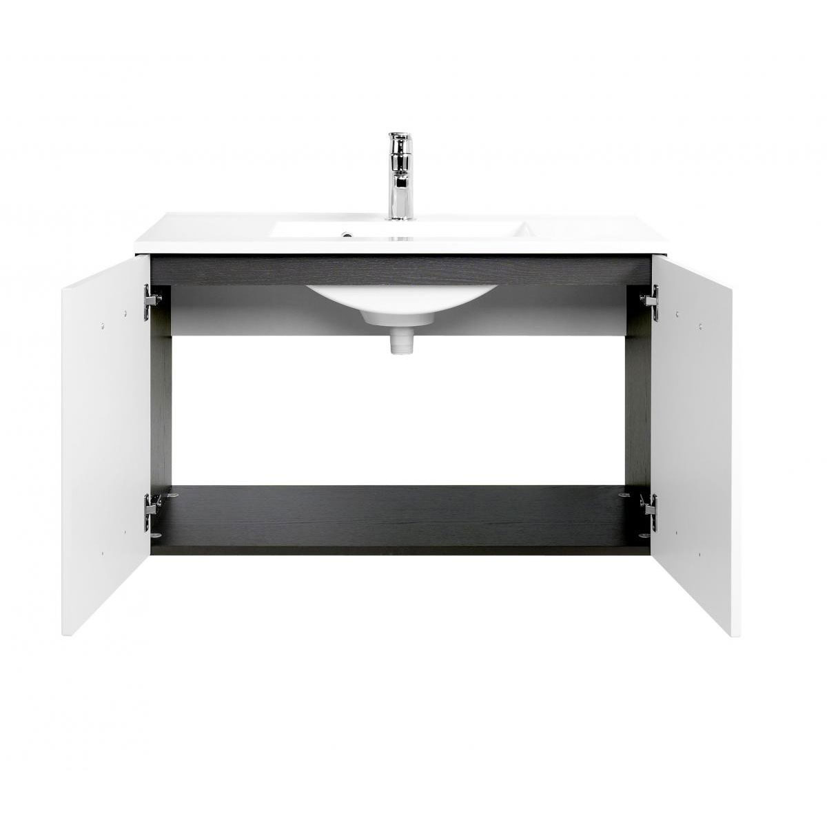 HELD Waschtisch 90 graphitgrau-weiß Hochglanz 2 Türen Bild 2
