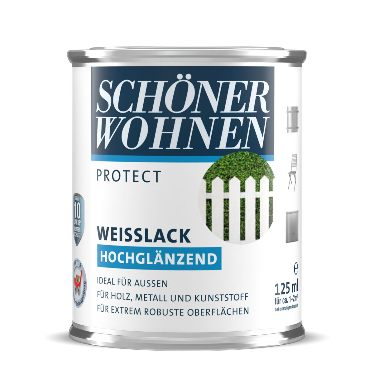 Schöner Wohnen Farbe Weißlack Protect hochglänzend 125 ml