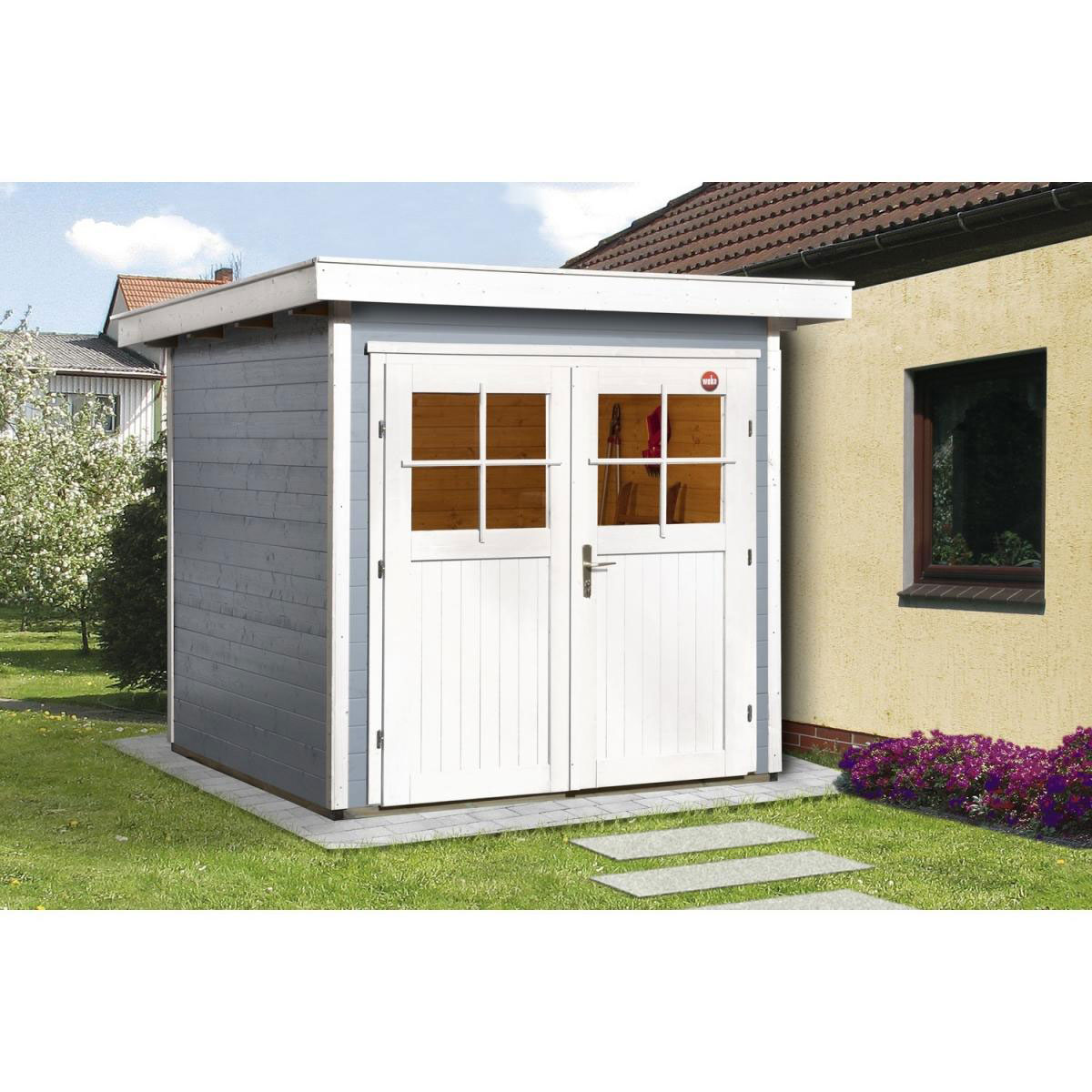 Weka Blockbohlenhaus 227 Größe 1 21 mm grau