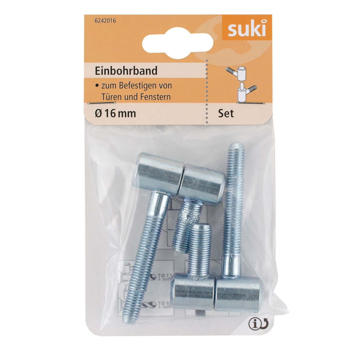 Suki Einbohrband Stahl Durchmesser 1,6x Durchmesser 0,85 x 6 cm verzinkt 2 Stück Bild 1