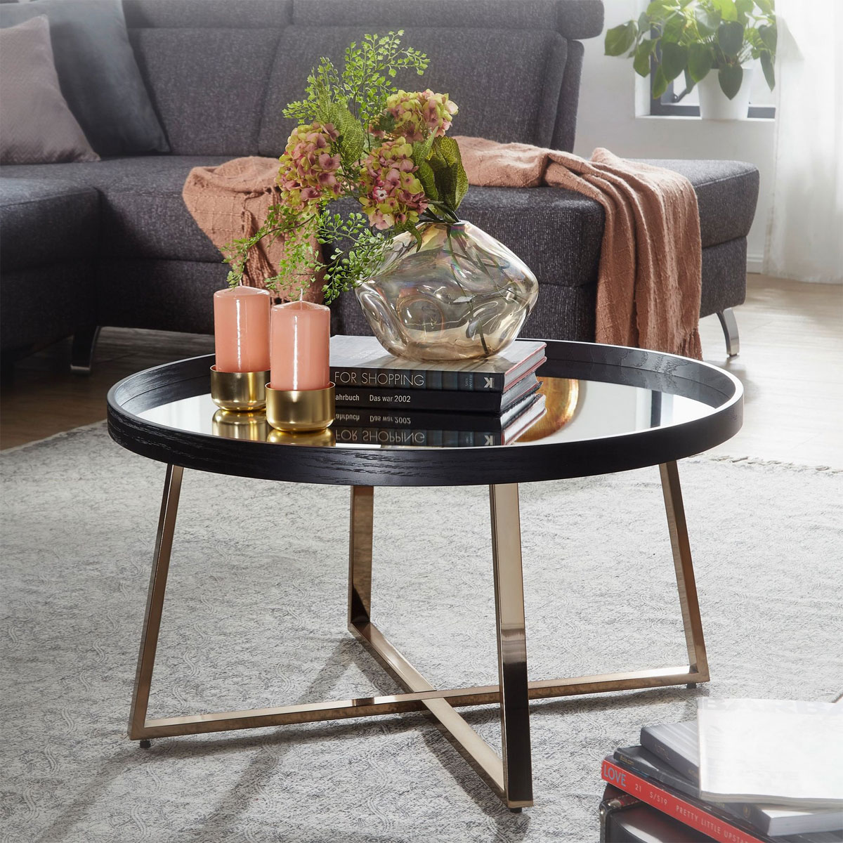 Wohnling Design Couchtisch, Rund, 78 cm, Dunkel-Gold Bild 3