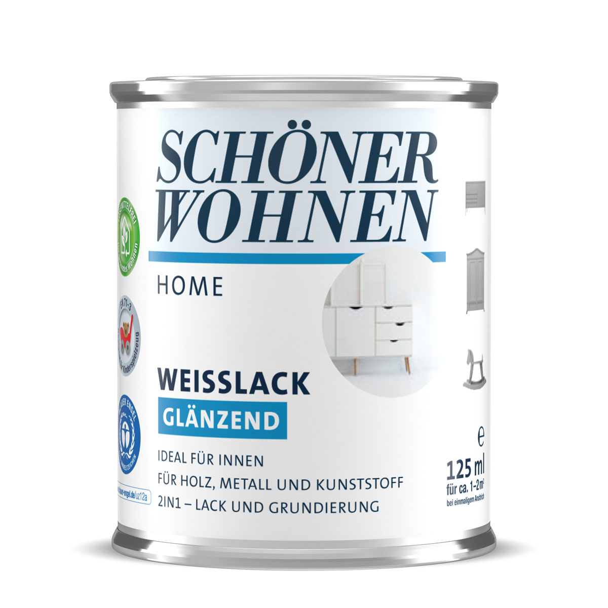 Schöner Wohnen Farbe Weißlack Home glänzend 125 ml