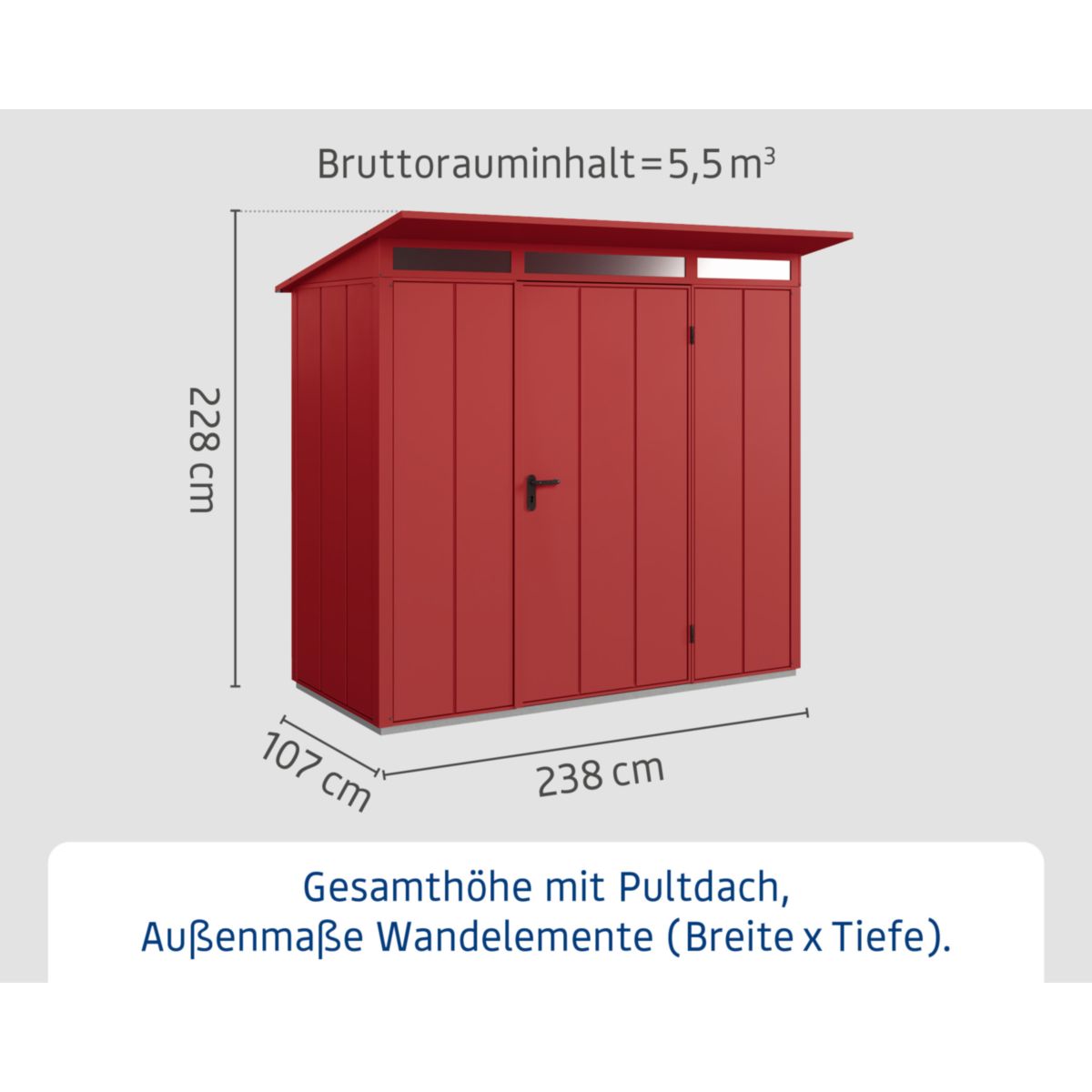 EcoStar  Gerätehaus Elegant-PTyp 1RAL3004 1 flg Bild 3