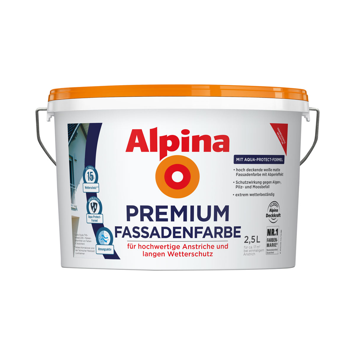 Alpina Premium Fassadenfarbe Weiß Matt 2,5 L