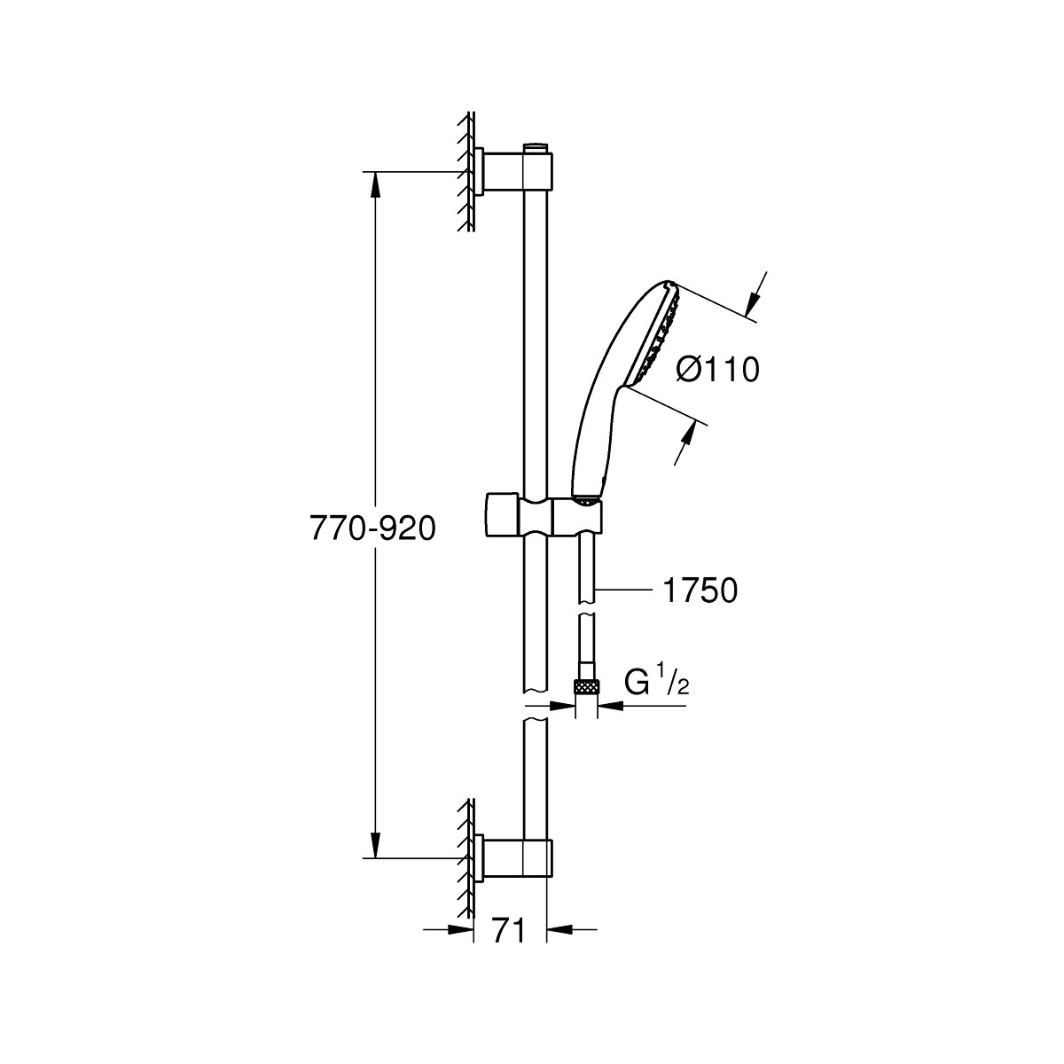 Grohe Brausestangenset Vitalio Start 110 1 Strahlart (Rain) Bild 4