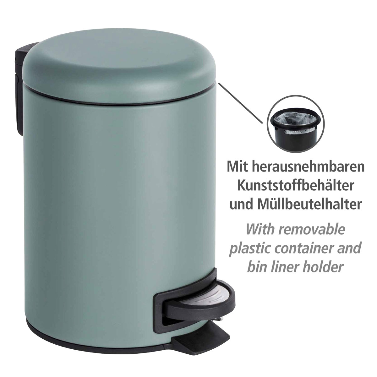 Wenko Kosmetik Treteimer Leman grau 3 L Bild 2