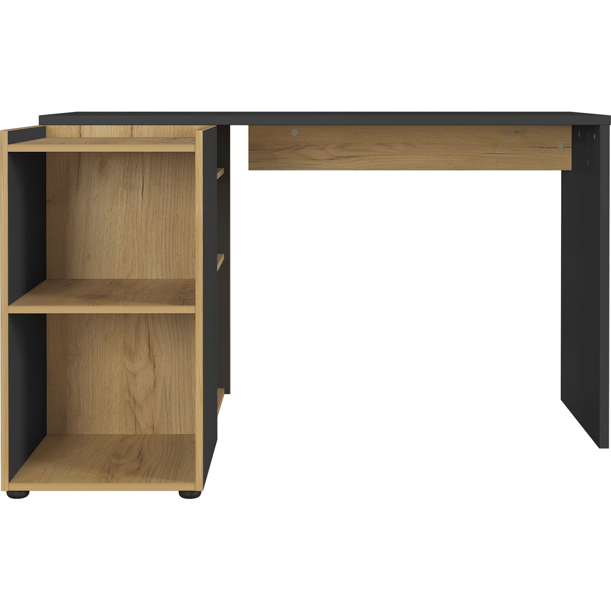 Schreibtisch Antonio integr Sideboboard mit offenen Fächern 129 x 76 x 107 cm graphit/Navarra-Eiche-Nachbildung Bild 1