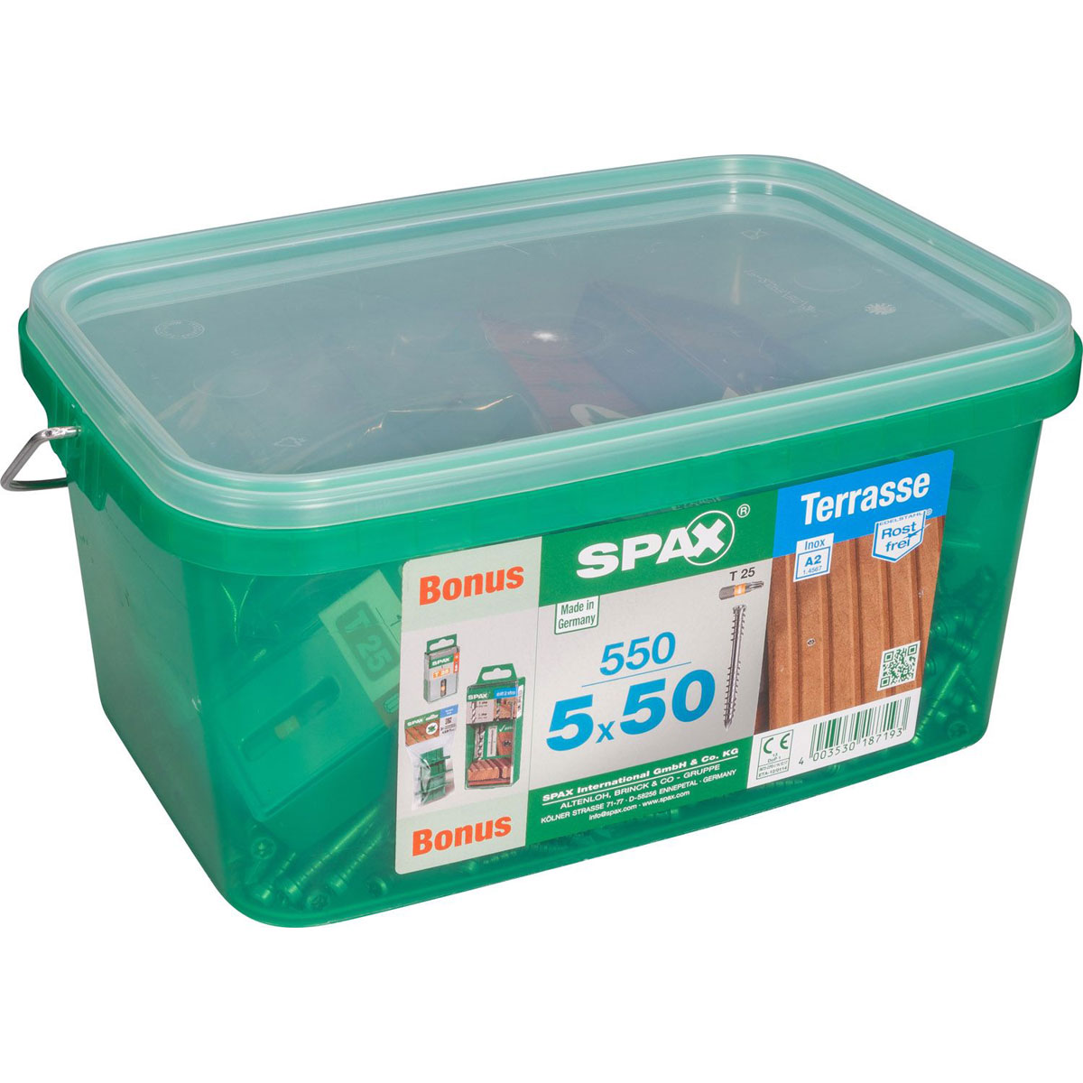 Spax Terrassenschraube Bonus-Set Zylinderkopf 5 x 50 mm 550 Stück Bild 1