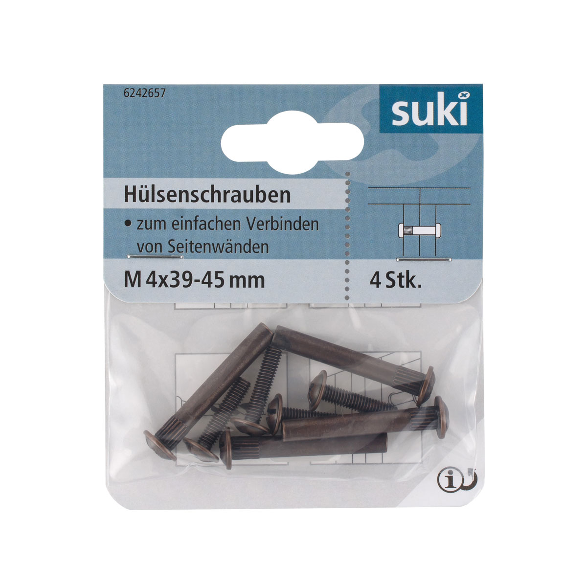 Suki Hülsenschraube Senkkopf 39-45 mm brüniert 4 Stück Bild 1
