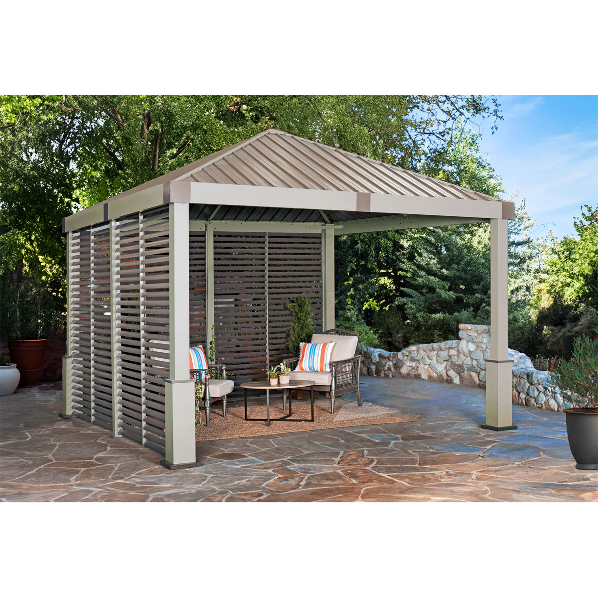 Sojag Pavillon Nanda 1212 inkl. Seitenwand 363x363x313,2cm Champagner Bild 5