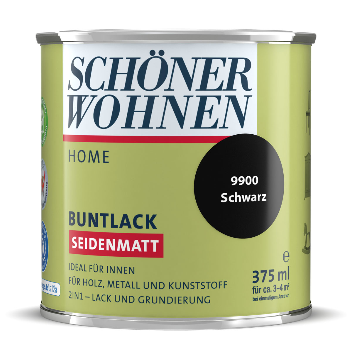 Schöner Wohnen Farbe Buntlack Home schwarz seidenmatt 375 ml