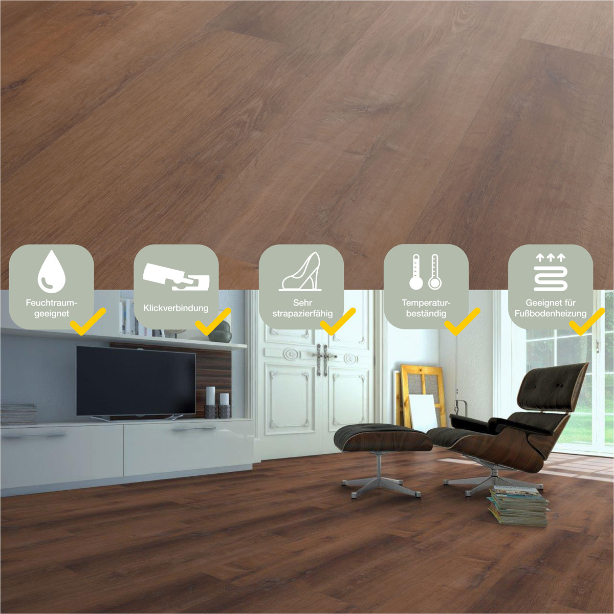 Specht Vinylboden  Vinyl SPC Ambiente Goldeiche 1220 x 230 x 4,8mm Bild 2