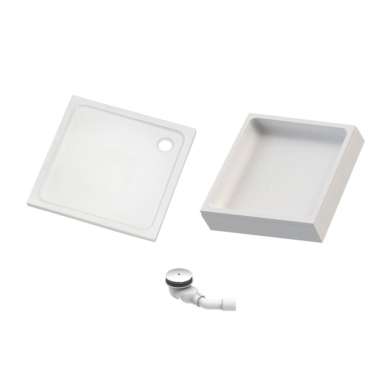 Ottofond Komplettset Duschwanne quadratisch 90 x 90 cm weiß mit Träger und Ablaufgarnitur Bild 2