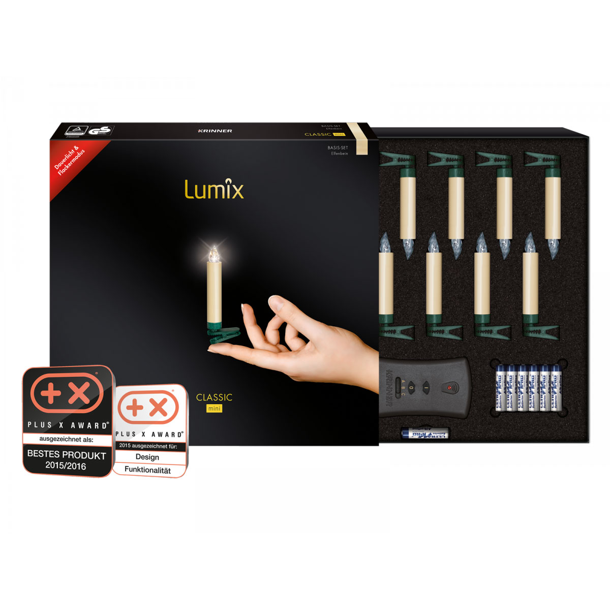 Krinner Christbaumkerzen LED Lumix Classic Mini Basis 12er Set Bild 7