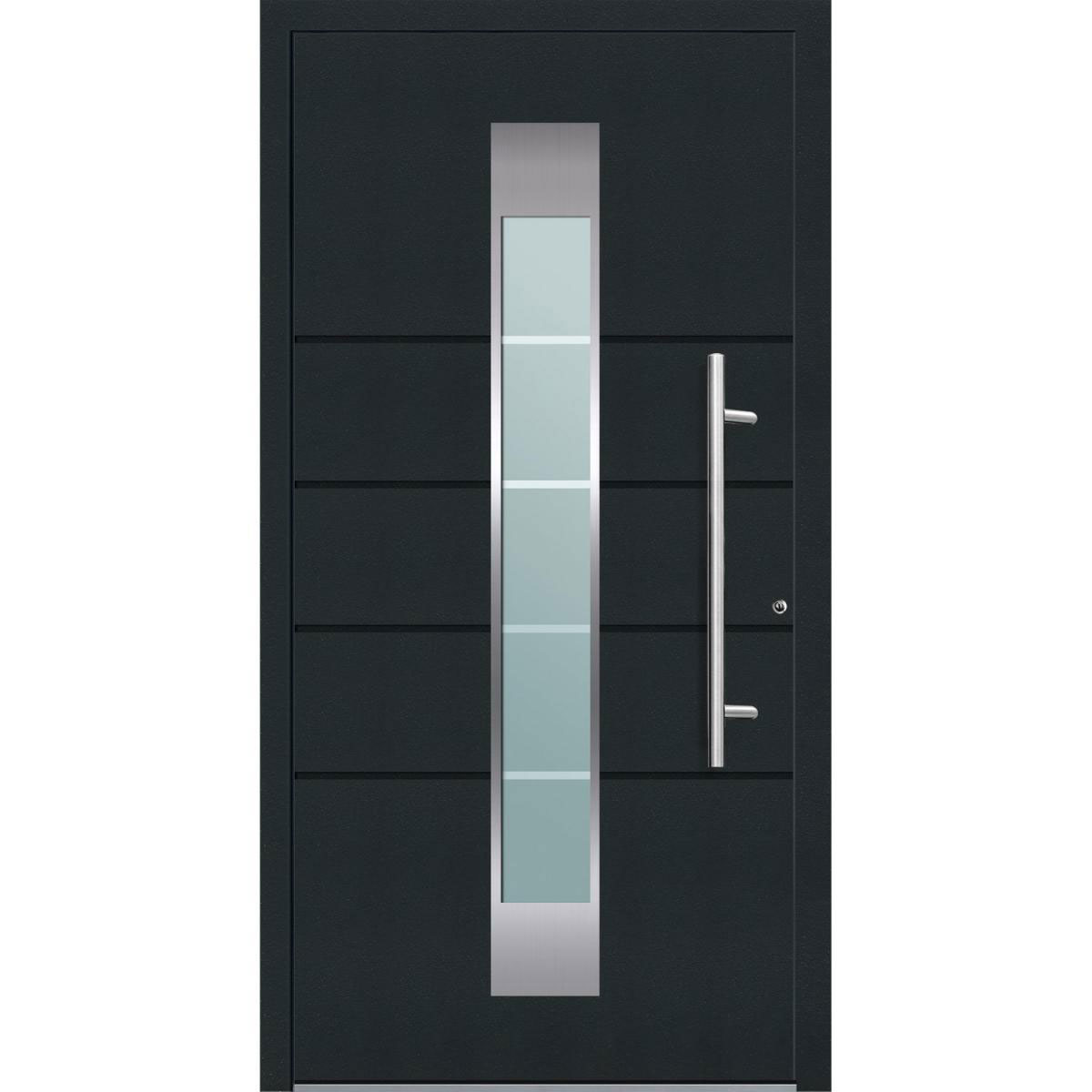 Aluminium Sicherheits-Haustür Turin Exklusiv 75 mm anthrazit 100 x 210 cm Anschlag rechts inkl Griffset