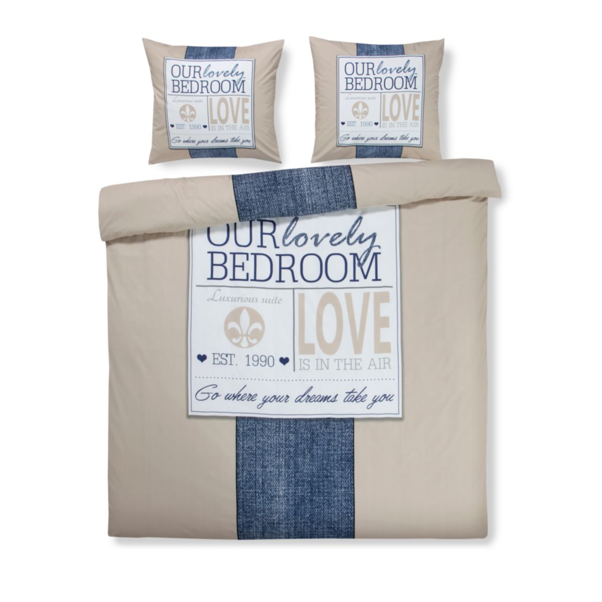 Bettwäsche Taro 125 Beige / Blau 135cm x 200cm