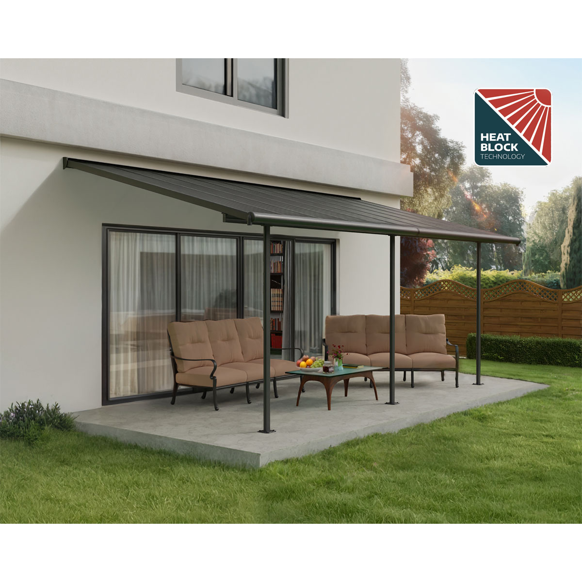 Palram Canopia Capri Alu Terrassenüberdachung Polycarbonat 3x6,2 m grau Bild 3