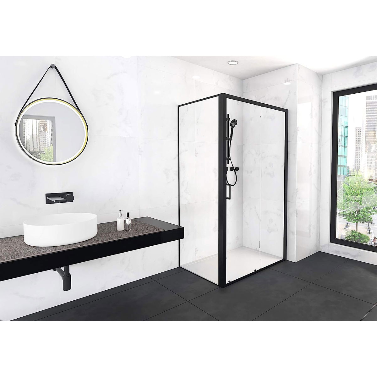 Aurlane Glasdusche Factory Front schwarz 120 x 80 x 200 cm Bild 5