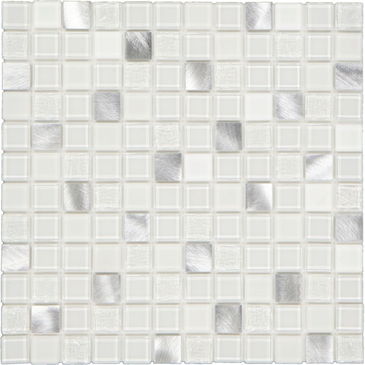 Mosaikfliese X-Glue Glas Alu-Weiß 30 x 30 cm selbstklebend