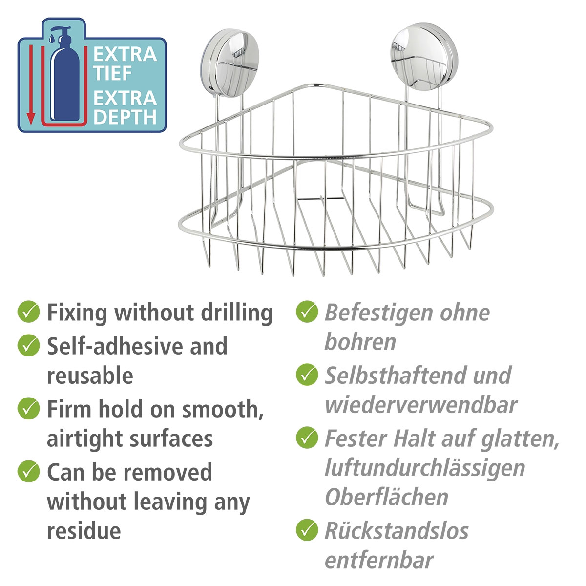 Wenko Eckablage Osimo Befestigen ohne bohren Static-Loc Bild 4