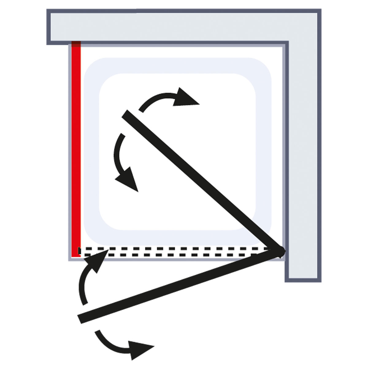 Schulte Drehtür pendelbar mit Seitenwand Toura 100 x 100 x 200 cm chrom Anschlag rechts Bild 6