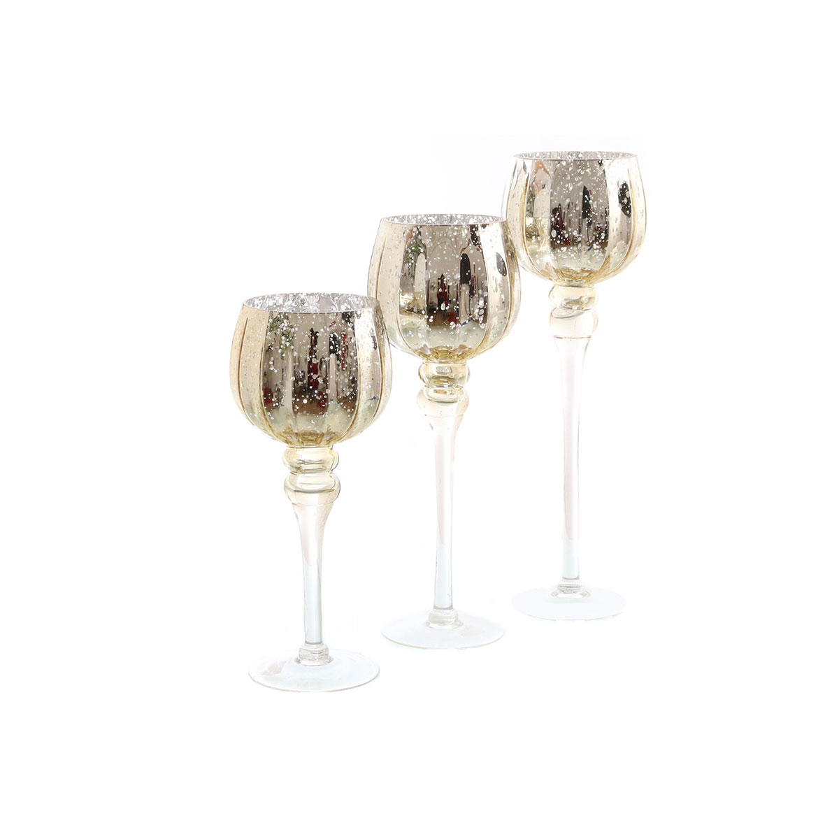 Windlicht auf Fuss gold innen silber 13 x 35 cm