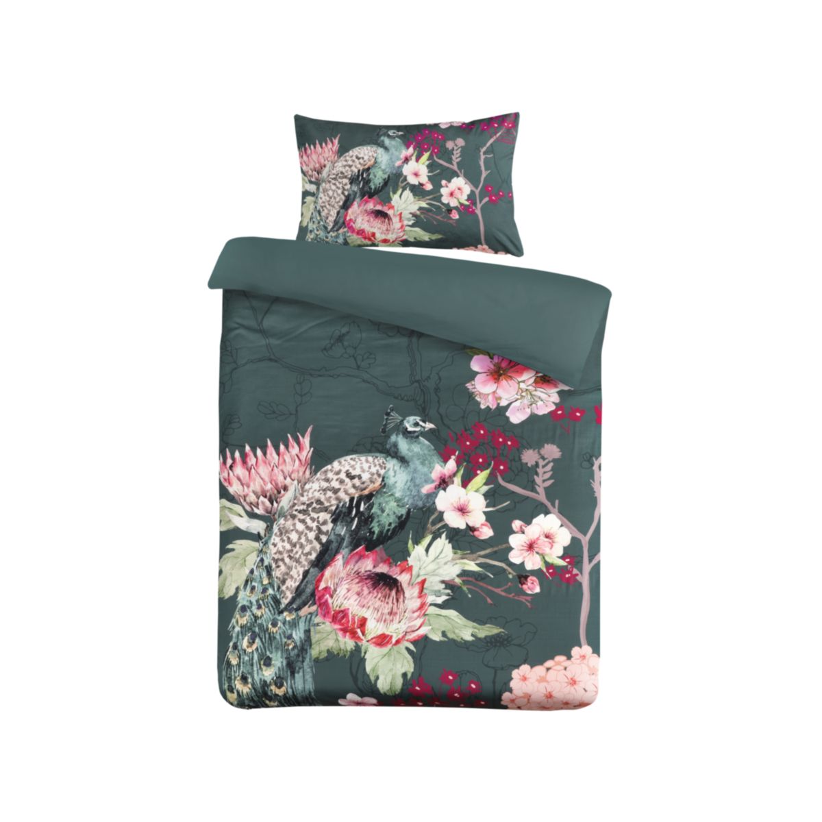 Bettwäsche Blossom 125-FR Multi / Grün 140cm x 200cm / 65cm x 65cm