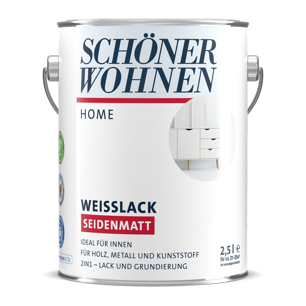 Schöner Wohnen Farbe Weißlack Home seidenmatt 2,5 L