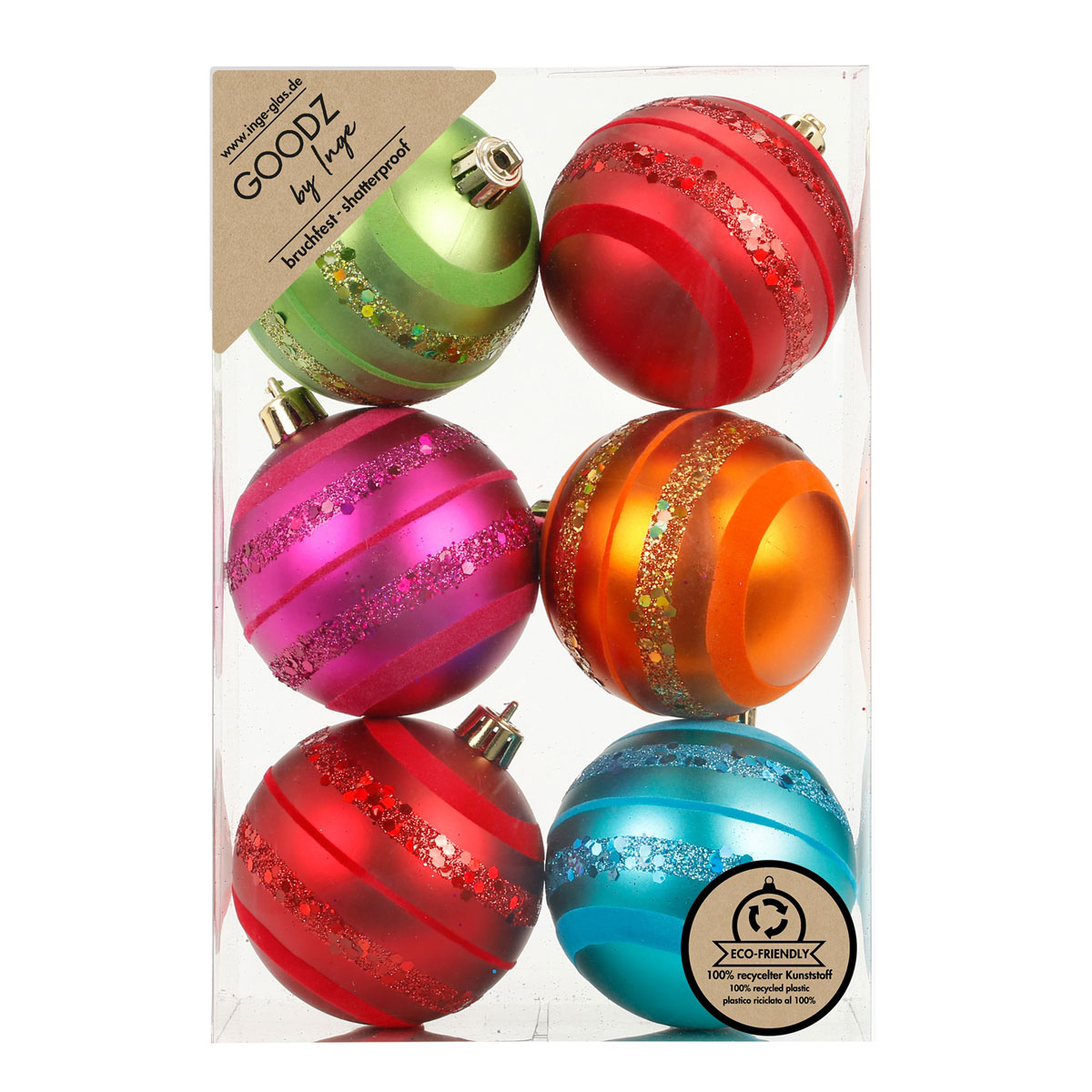 Dekorierte Kugel Kunststoff 8 cm 6 Stk Mille-Fiori-Mix Bild 1