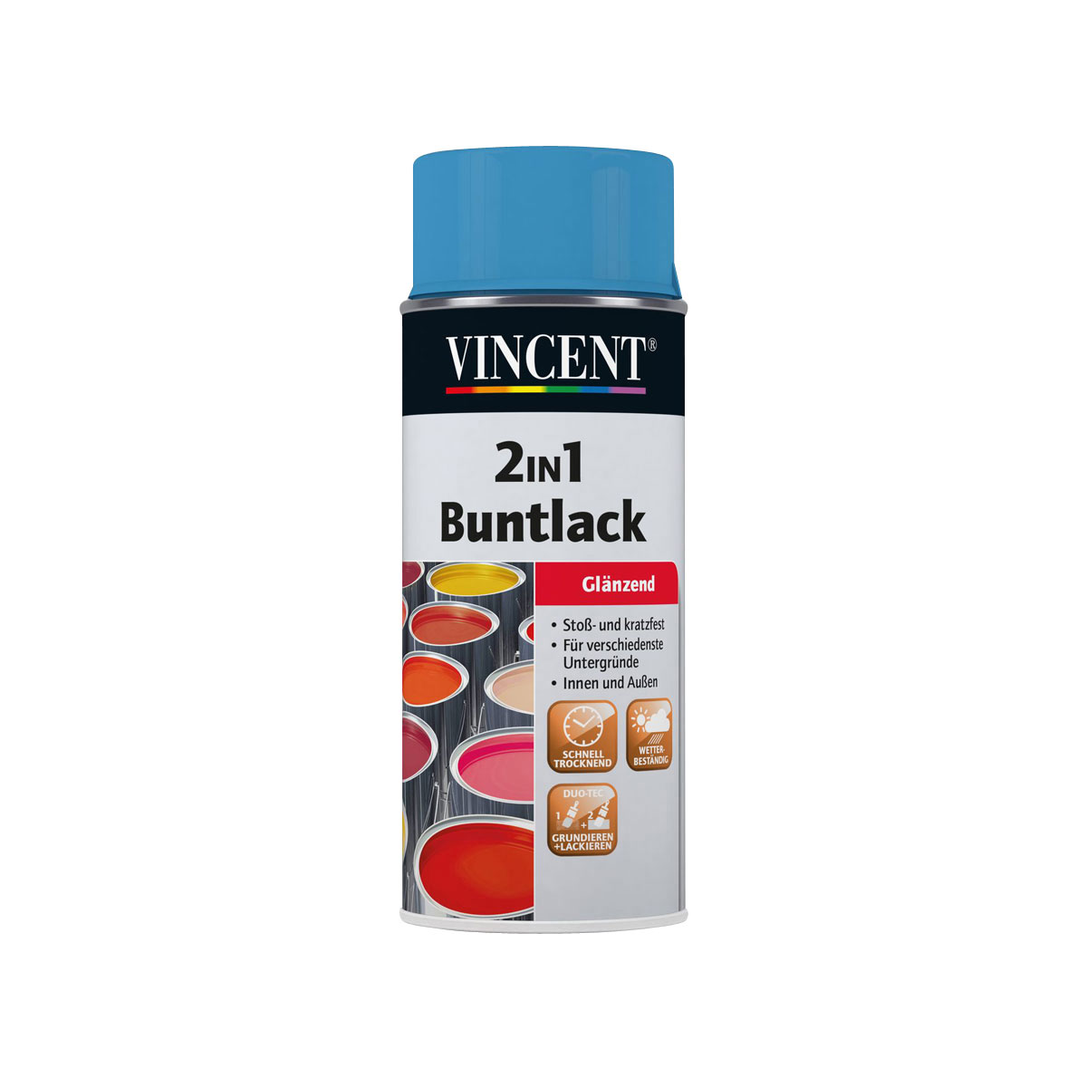 Vincent 2in1 Buntsprühlack lichtblau Glänzend 0,15 L